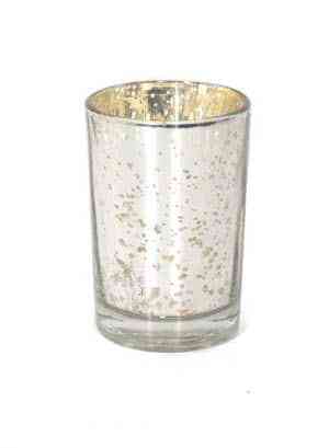 Silver Mercury Glass Votive Cup Set of 6 (3.5″Hx2.5″W)