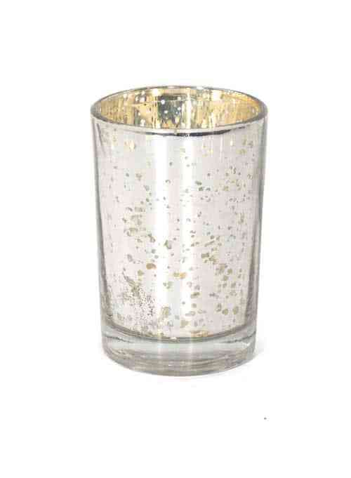 Elegant Silver Mercury Glass Votive Cups - Set of 6 for Home Decor & Weddings Silver Mercury Glass Votive Cup Set of 6 (3.5″Hx2.5″W)
