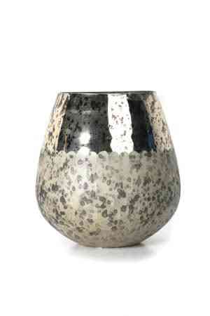 Silver Beehive Mercury Glass Coconut Vase (7″x6.5″x6.5″)