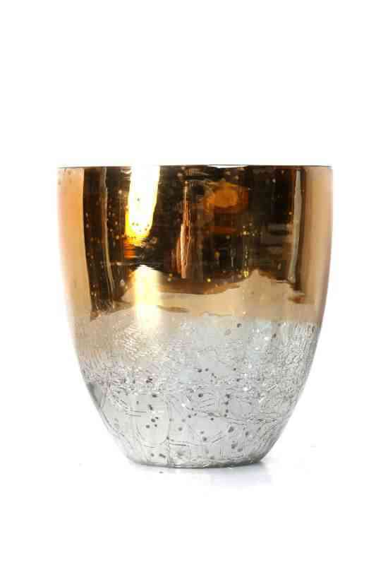 Champagne Dreams Mercury Glass Vase - Elegant 6" Floral Holder & Gift Champagne Dreams Collection Mercury Glass Vase (6″x5.5″x5.5″)