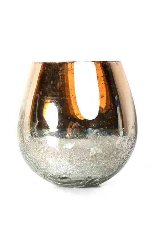 Silver Beehive Mercury Glass Coconut Vase (7″x6.5″x6.5″)