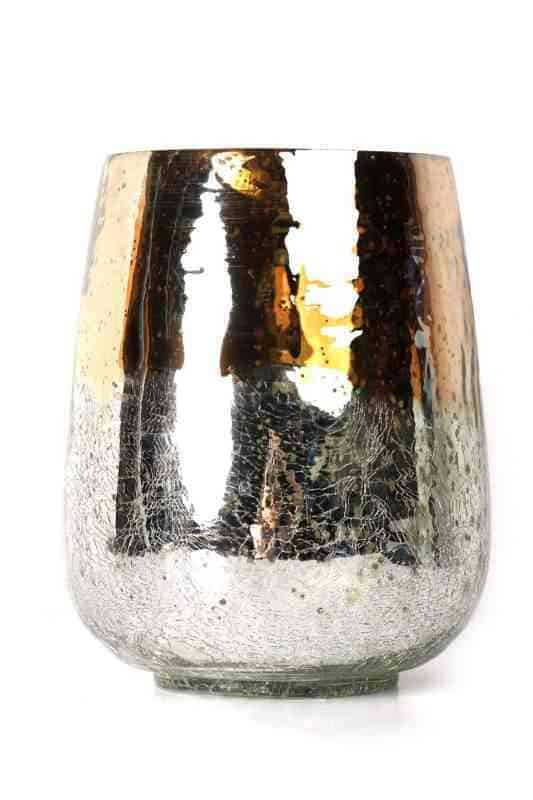 Champagne Dreams Vase 8.5" - Elegant Centerpiece & Home Decor Accessory Silver Beehive Mercury Glass Votive Cup (5″x3.5″x3″)