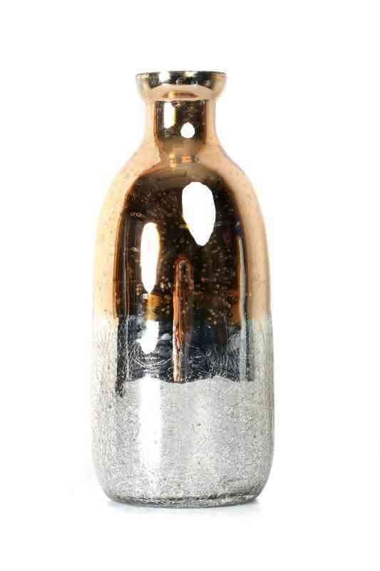 Champagne Dreams Collection Mercury Glass Bottle Vase (9.25″x4″x4″)
