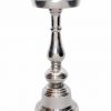 Elegant 12'' Silver Pillar Candle Holder – Modern Home Décor & Event Accessory Silver Aluminum Bell Pillar Holder (10″Hx4.5″D)