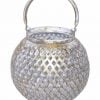 8.5” White Gold Lantern - Elegant Home Décor & Versatile Candle Holders White Gold Iron Lantern (8.5″Hx8″D)