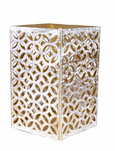 White Gold square lantern 6″Hx5″D