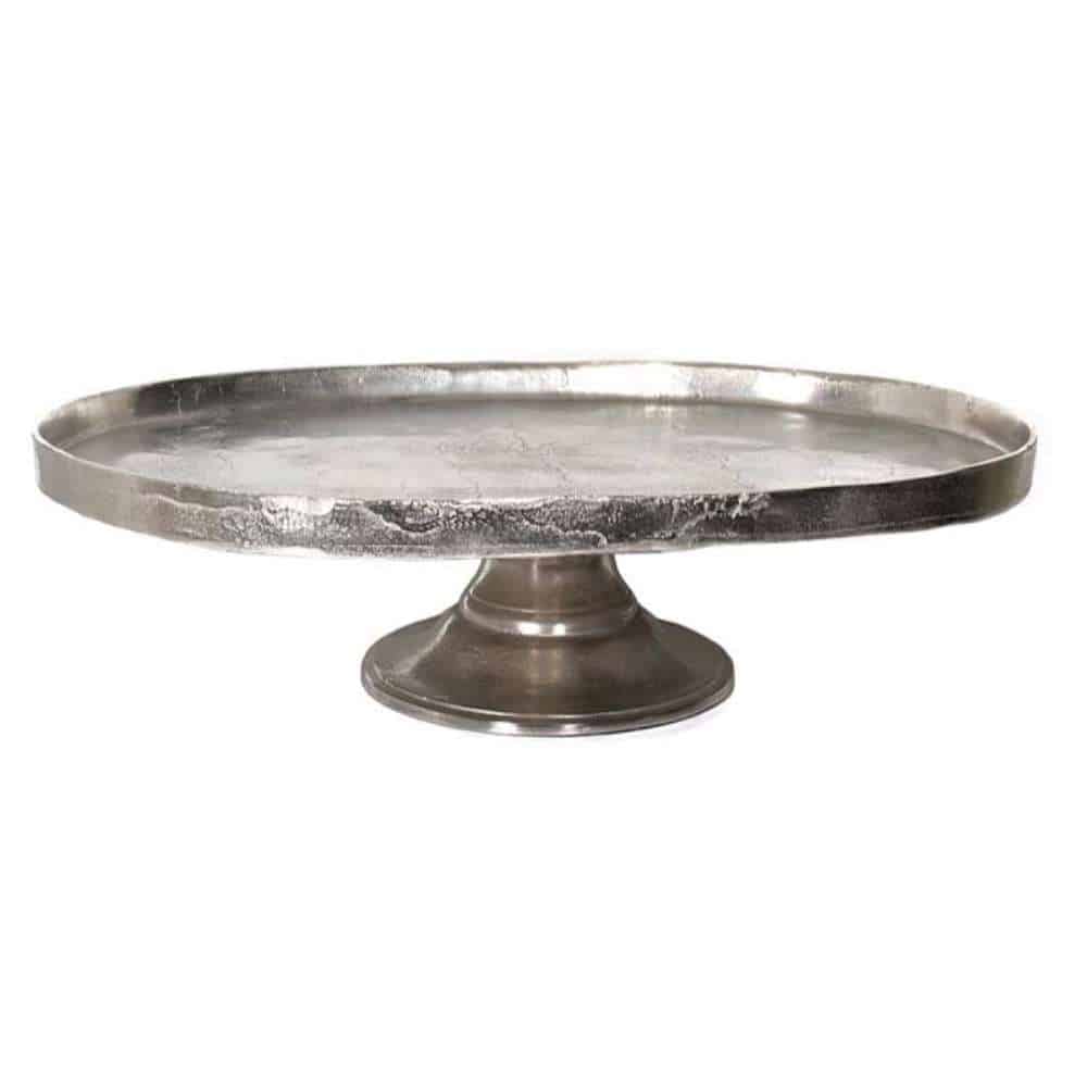 Nickel Aluminum Oval Platter on Pedestal Small (4.5″Hx17.5″Lx12.5″W)
