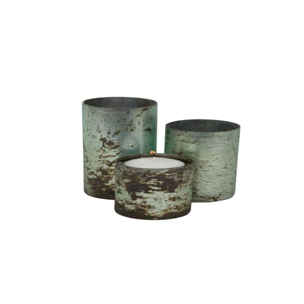 Antique Mercury Glass Candle Holders Set of 3 - Vintage Floating Decor Clear Hammered Glass Cylindrical Floating Candle and Bouquet Holders Set of 3 (4″x5″ -7″ -9″)