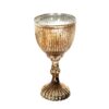 5-Inch Burnt Gold Mercury Glass Pedestal Bowl - Elegant Vintage Decor Gold Mercury Glass Bowl on Pedestal with Lines (4.5″x4.5″)