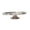 Elevate Entertaining: Small 17.5" Nickel Aluminum Oval Pedestal Platter Nickel Aluminum Oval Platter on Pedestal Small (4.5″Hx17.5″Lx12.5″W)