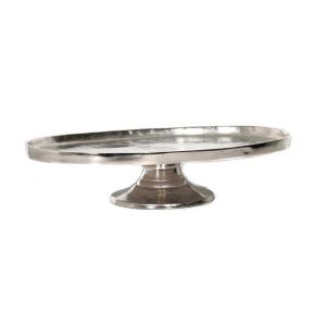 Nickel Aluminum Oval Platter on Pedestal Small (4.5″Hx17.5″Lx12.5″W)