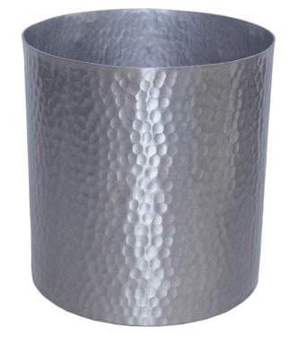 Elevate Your Space with 6" Stylish Hammered Aluminium Decor & Vases Platinum Cylinder Hammered Aluminium 4″x4″