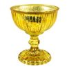 Elevate Your Decor: 5" Gold Mercury Glass Pedestal Bowl - Unique Gift Ideas Gold Mercury Glass Bowl on Pedestal with Lines (4.5″x4.5″)