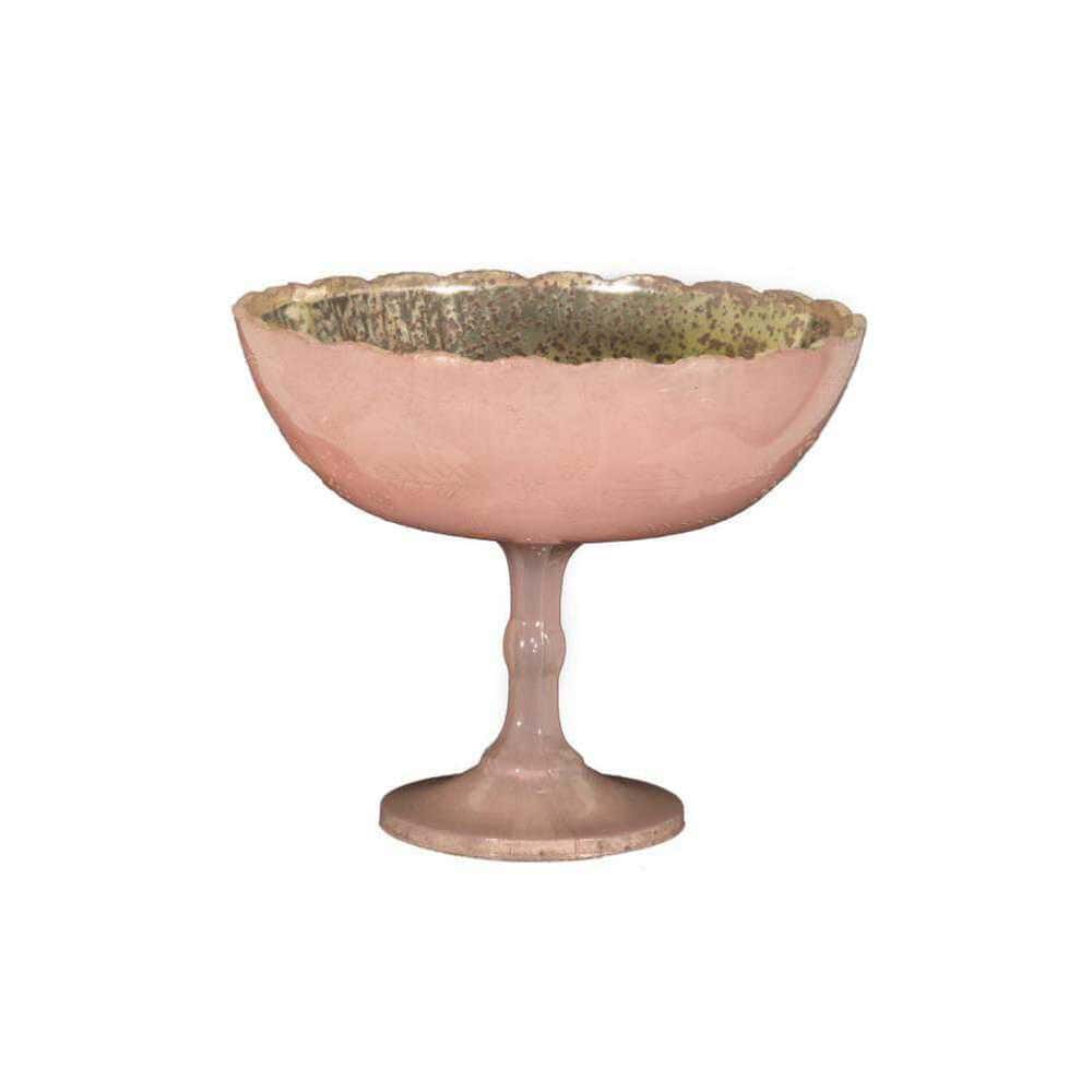 Elegant Pink Mercury Glass Bowl 8" - Versatile Home Decor Accent Pink Mercury Glass Bowl (8″Dx7″H)