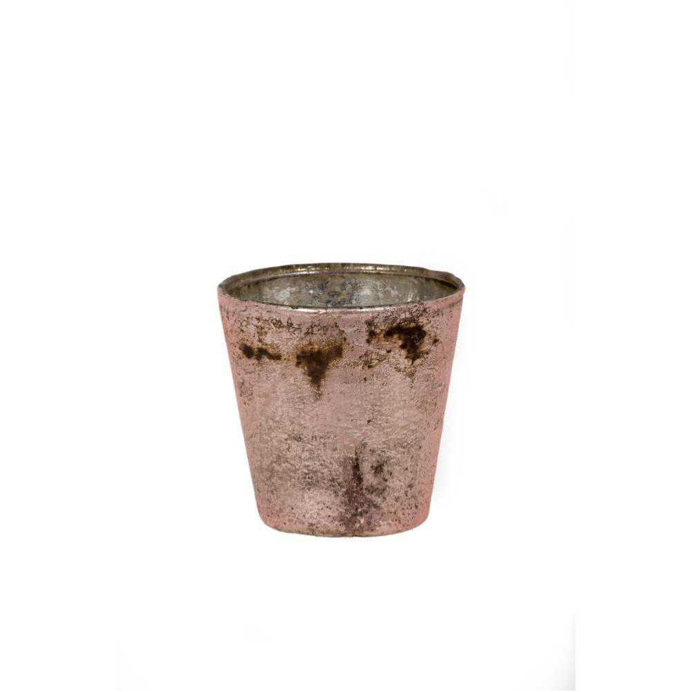 Antique Burnt Pink Mercury Glass Vase (4×4)