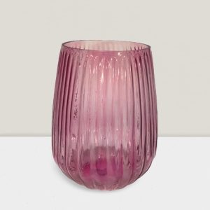 Blush ripple  glass tulip vase10”HX8”W