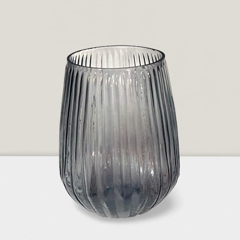 Blush ripple  glass tulip vase10”HX8”W
