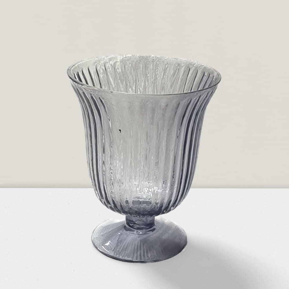 Blush ripple footed glass vase 6”HX5”