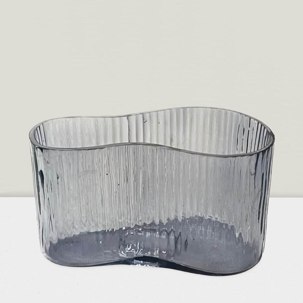 Blush ripple glass planter 7”LX4.25”HX4’W