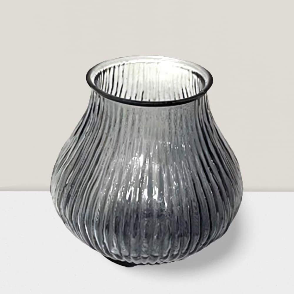 4'' Ashen Ripple Votive Vase - Stylish Decorative Candle Holder & Home Accent Blush ripple votive vase 4”X4”