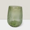 Stylish 10'' Emerald Glass Tulip Vase - Unique Modern Home Decor Blush ripple glass tulip vase10”HX8”W