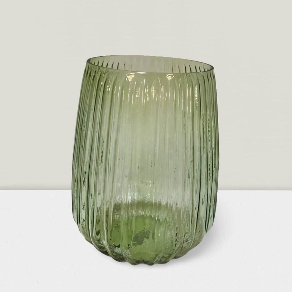 Blush ripple  glass tulip vase10”HX8”W