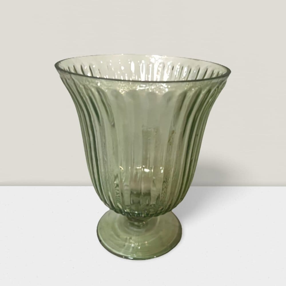 Blush ripple footed glass vase 6”HX5”
