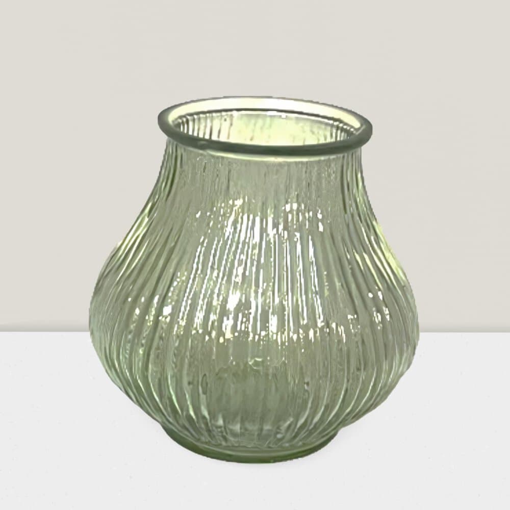 Elegant 4" Emerald Votive Vase - Decorative Candle Holder for Events Blush ripple votive vase 4”X4”