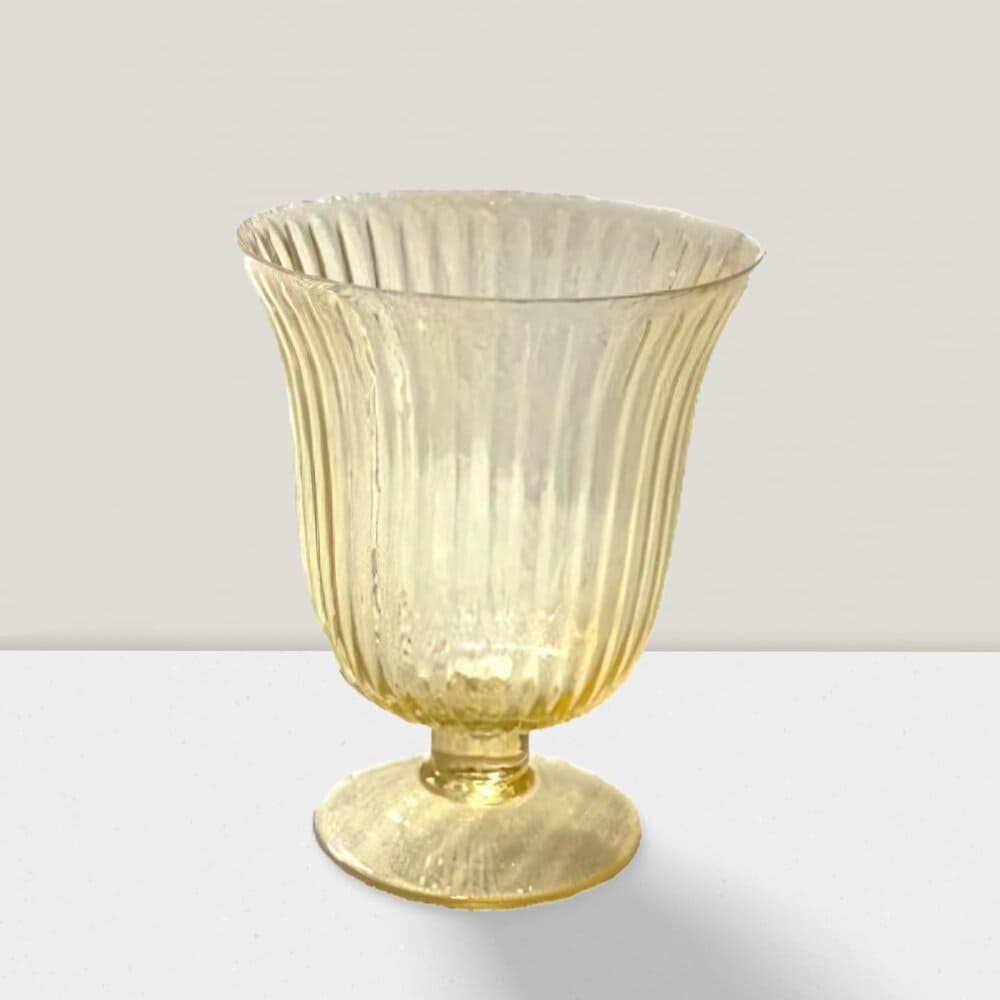 Blush ripple footed glass vase 6”HX5”