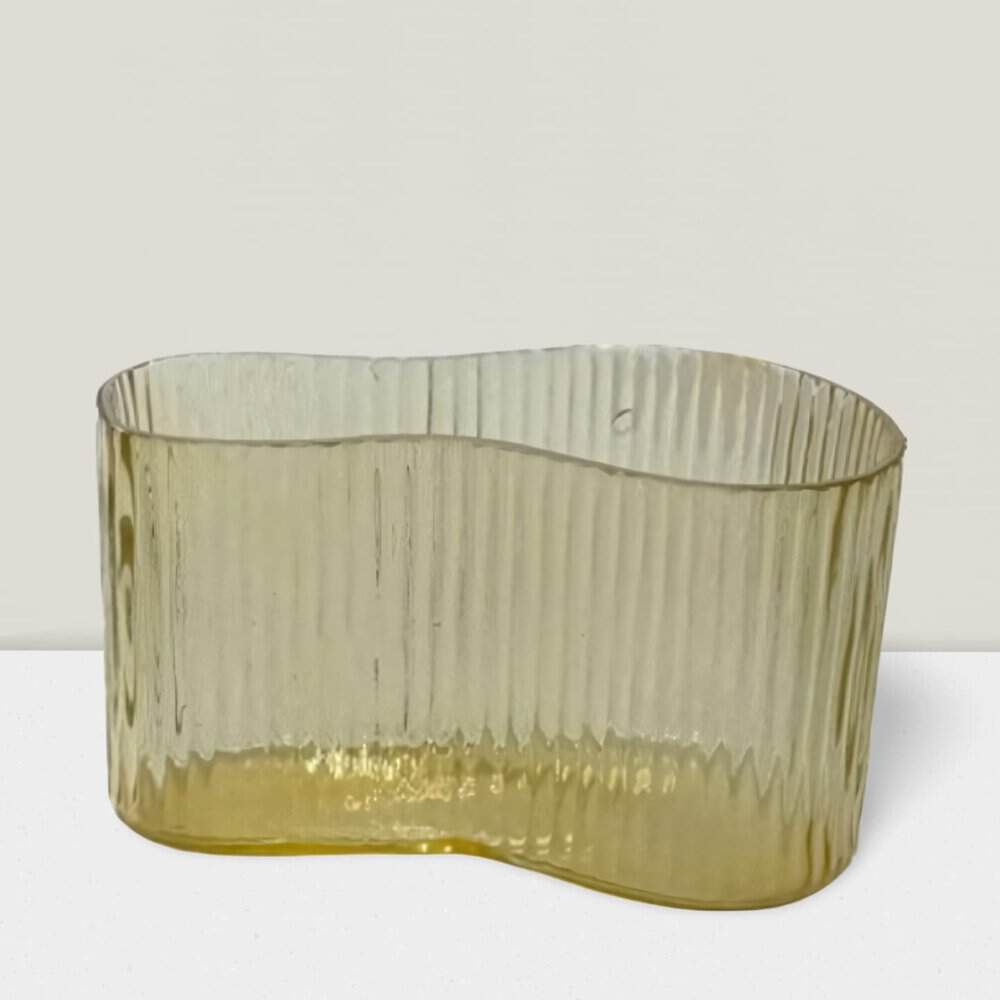 Blush ripple glass planter 7”LX4.25”HX4’W