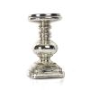 Elegant 9" Silver Mercury Glass Candle Holder - Modern Tabletop Decor Silver Mercury Glass Candle Stand (9″x5″)