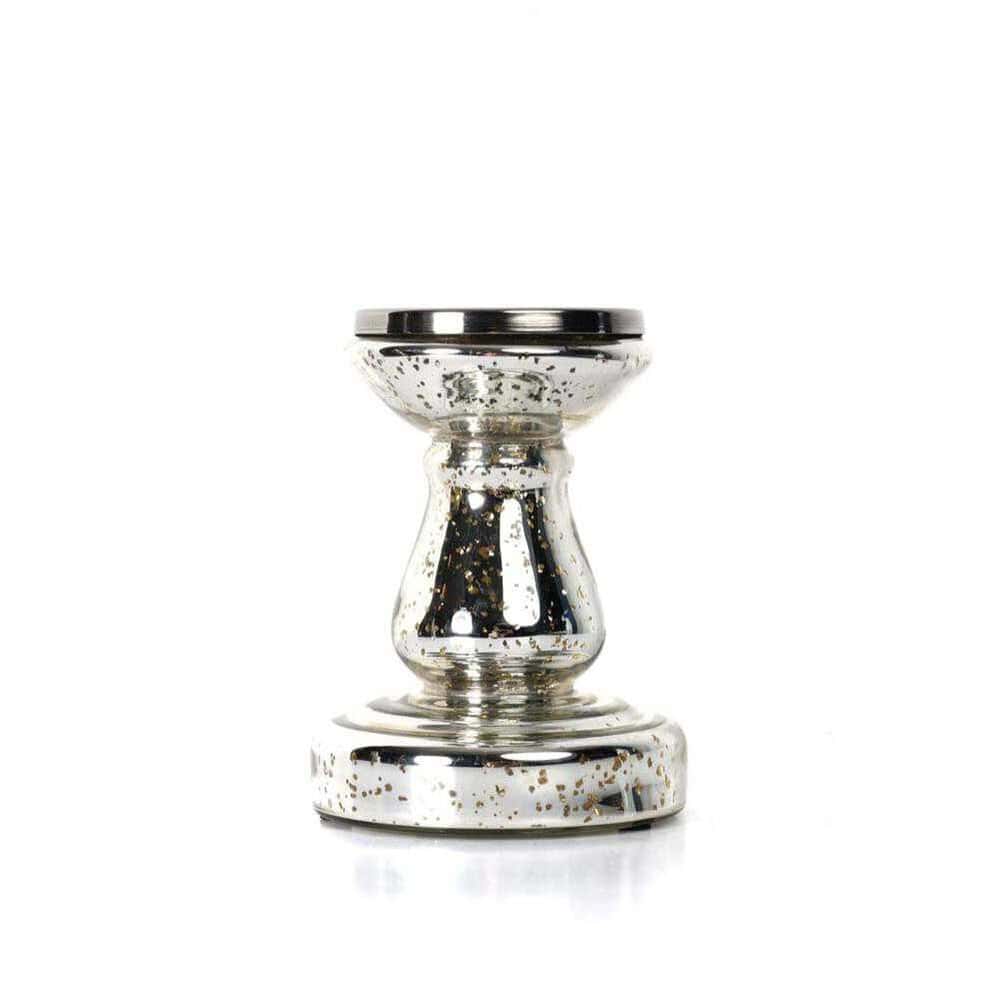 Silver Mercury Glass Candle Stand (6.5″x5″)