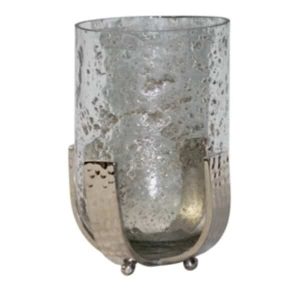 Metal and Seeded Glass Vase 6.5″Hx 4″W