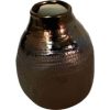 Elegant 6” Decorative Bronze Vase - Quality Earthware Home Décor Accent Art Design Earthware Chocolate Vase 6″Hx 4.5″W