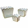 Elegant Victorian Home Decor: Set of 3 Iron Decorative Accents Iron Victorian White Square Scallop 9″x8″x”, 7″x6″x”, 5″x 4x” set /3