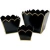 Elegant Iron Victorian Black Scallop Set of 3 - Durable Décor for Events Iron Victorian White Square Scallop 9″x8″x”, 7″x6″x”, 5″x 4x” set /3