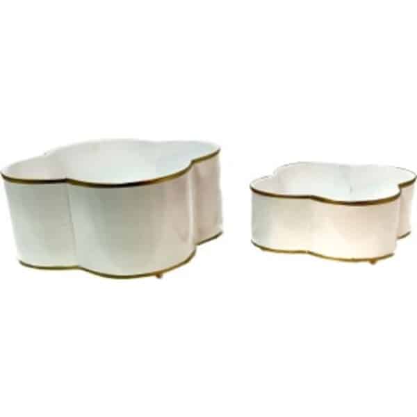 Victorian Planters Set of 2: Elegant White Iron Decorative Flower Pots Iron Victorian White Planter 12″x6, 9″x4″ set /2