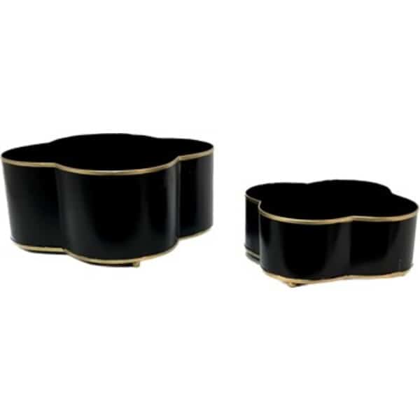 Elegant Victorian Black Iron Planters Set of 2 - Decorative Indoor/Outdoor Pots Iron Victorian White Planter 12″x6, 9″x4″ set /2