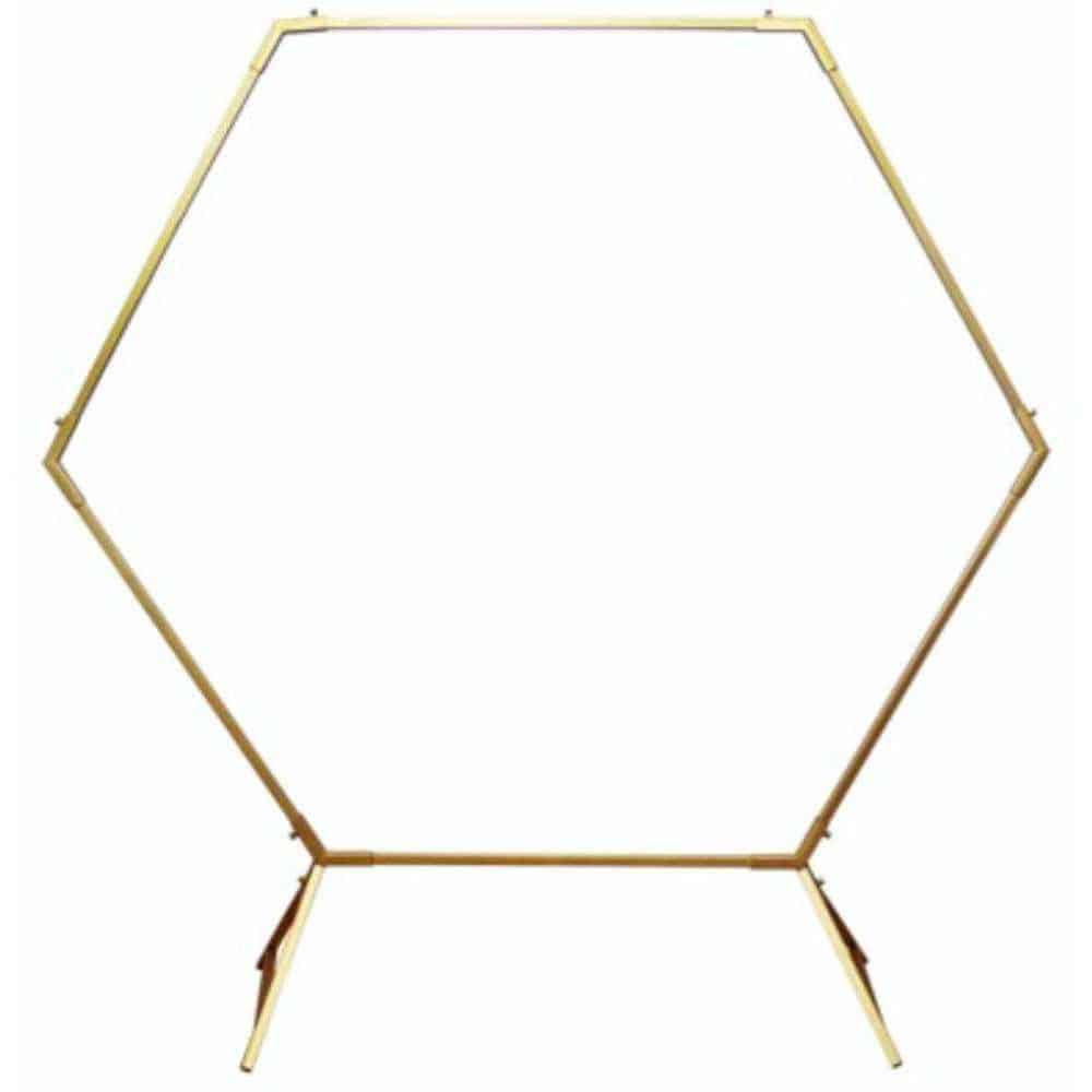 Gold Iron Hexagonal Ring on a Stand (72″Hx72″W)