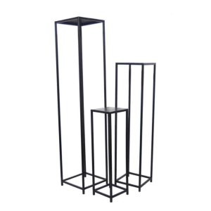 Black Iron Square Stands Set of 3  (7″x24″, 8.5″x36″, 10″x48″)