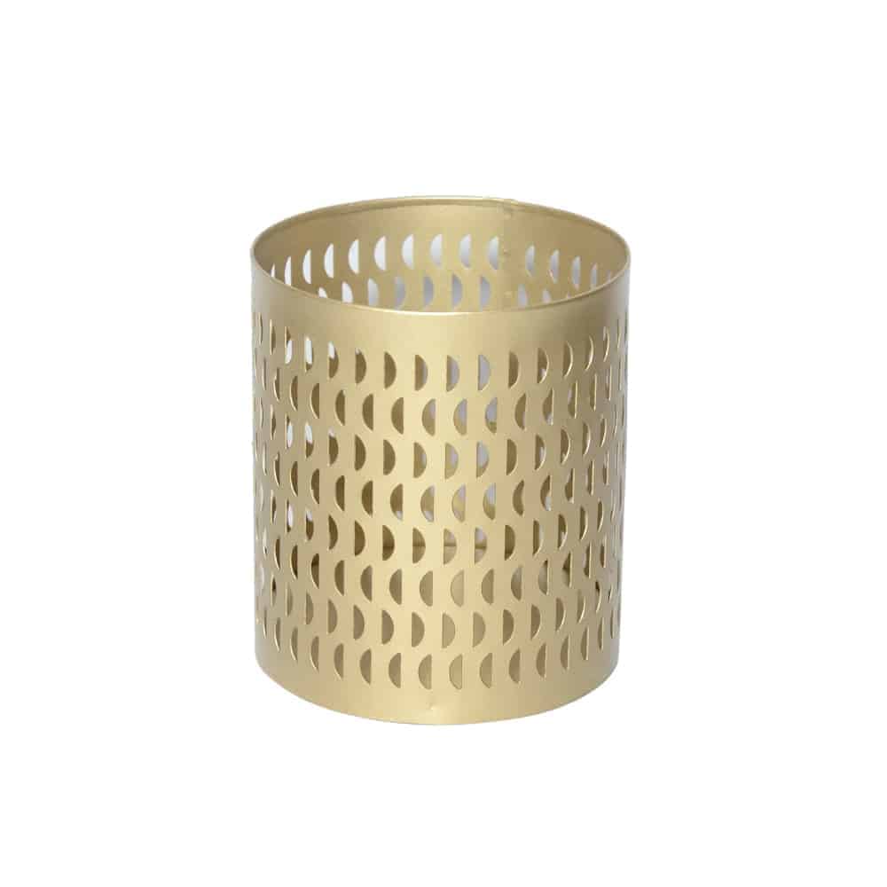 Elegant Gold Iron Cylindrical Candle Holder | Modern Decor (6"x5") Gold Iron Cylindrical Candle Holder (8″Hx7″D)