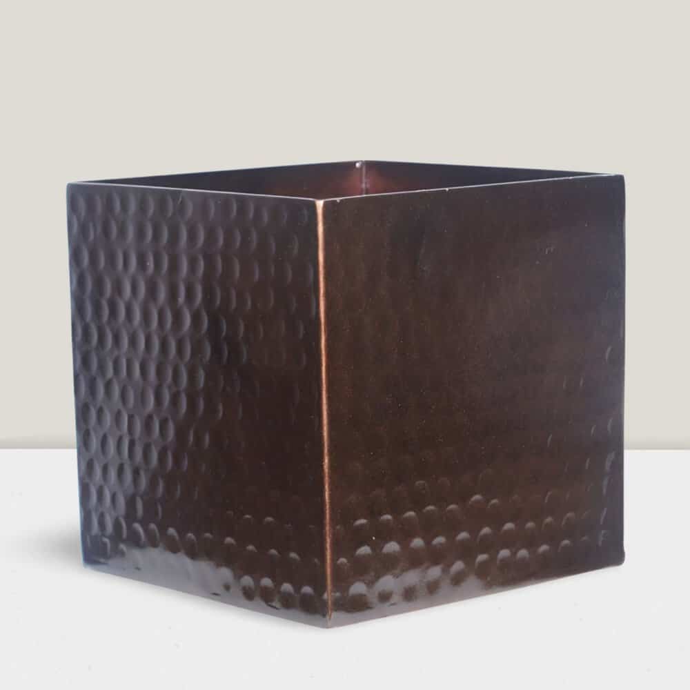 Iron Bronze hammered cube 4”x4”