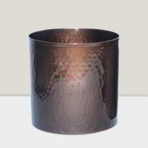 Iron Bronze hammered cylinder 4”x4”