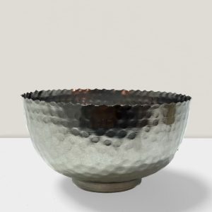 Iron Silver hammered bowl 14”DX5”H
