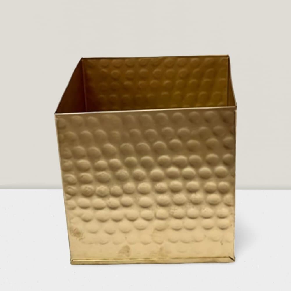 Iron Bronze hammered cube 4”x4”