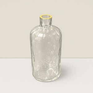 Imperial  Glass Clear & GLD vase   11″Hx5.5″W
