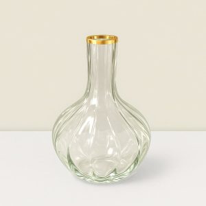 Imperial  Glass Clear & GLD vase 7″Hx5″W