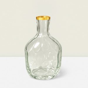 Imperial  Glass Clear & GLD vase 4″Hx4″
