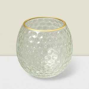 Rajasi Glass Clear & GLD votive  4.5″HX4″