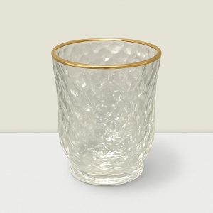 Rajasi  Glass Clear & GLD votive 4.5″Hx3.5″D